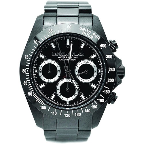 【ポイント還元中】DANIEL MULLER ダニエルミューラー 腕時計 クロノグラフ ステンレス製 メンズウォッチ ブラック×シルバー DM-2027BKS